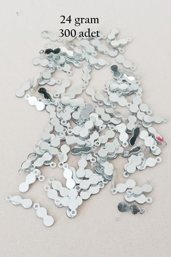Oya Abiye Bileklik Kolye Pleksi Metalik Plastik Pul Gümüş Renk 24 gram 300 adet - BNC568 - Image 1