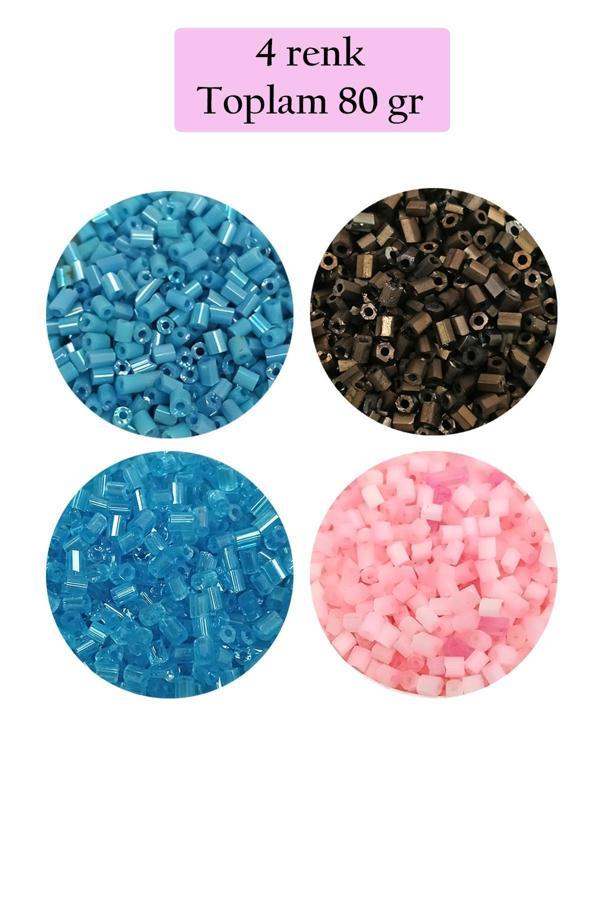 Kesme Cam Boncuk 2mm - 4 Renk - Toplam 80 Gram - BNC446 - Image 1