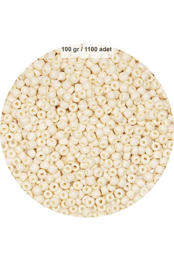 Beyaz Renk 4 mm Yaklaşık 1100 adet / 100 gram Cam Boncuk Oya Yazma Bileklik ve Kolye - Image 1