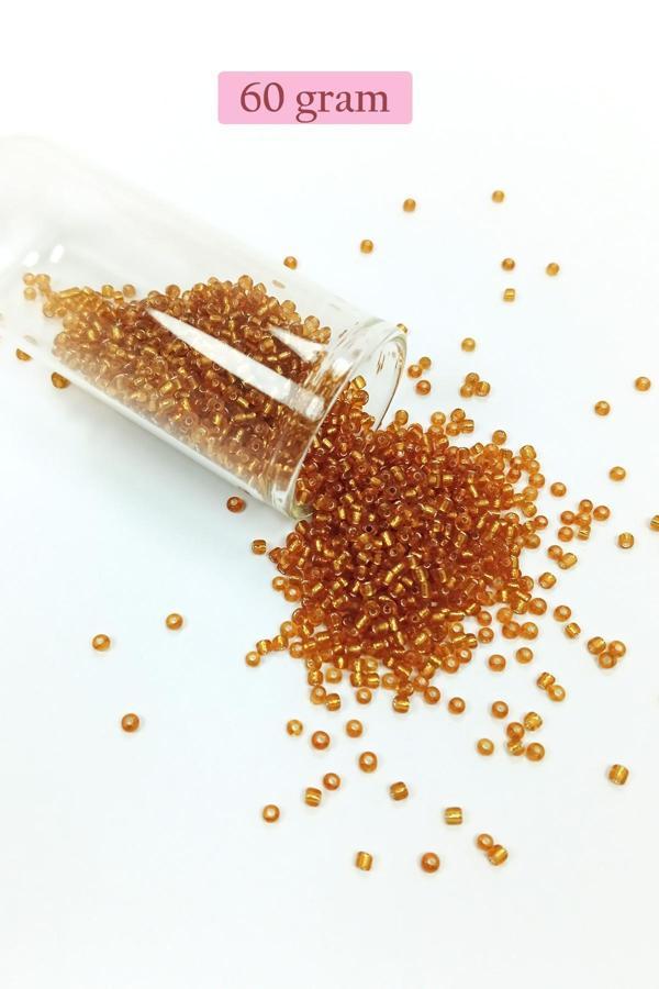 Dökme Cam Kum Boncuk (11/0) 2 mm - 60 Gram - Koyu Bal Rengi - BNC070 - Image 1