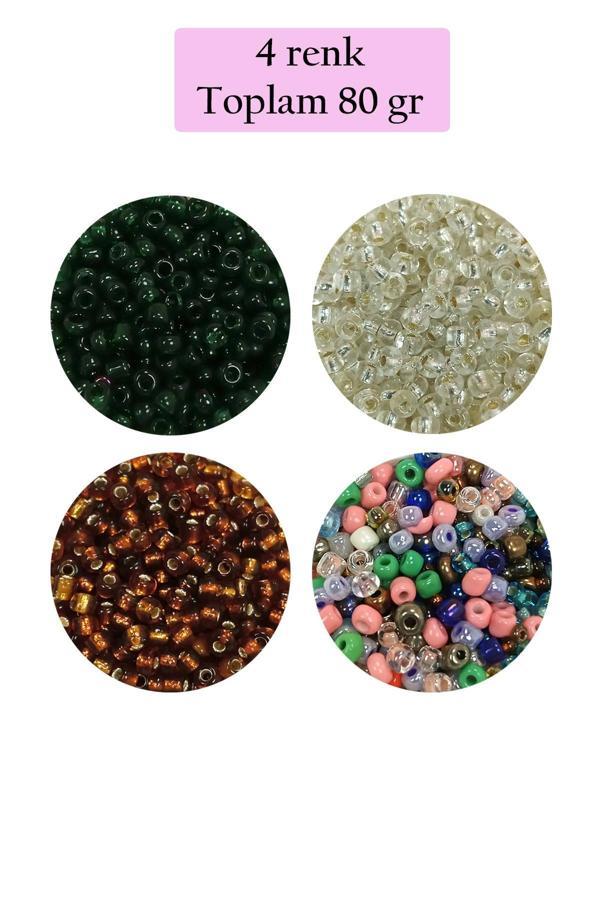 Dökme Cam Kum Boncuk (8/0) 3 mm - 4 Renk - Toplam 80 Gram - BNC419 - Image 1