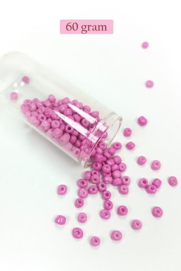 Dökme Cam Kum Boncuk Büyük Boy (6/0) 4 mm - 60 Gram - Eflatun - BNC121 - Image 1