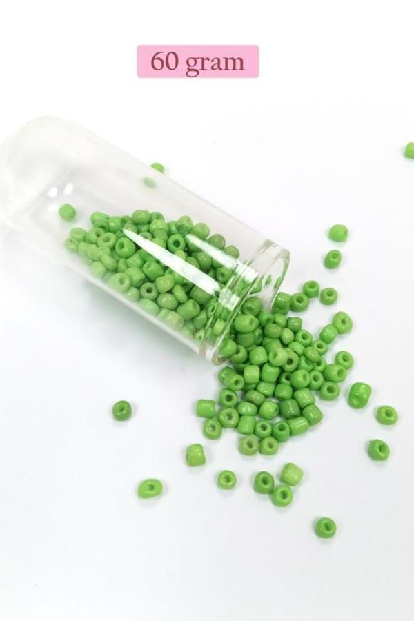 Dökme Cam Kum Boncuk Büyük Boy (6/0) 4 mm - 60 Gram - Yeşil - BNC108 - Image 1