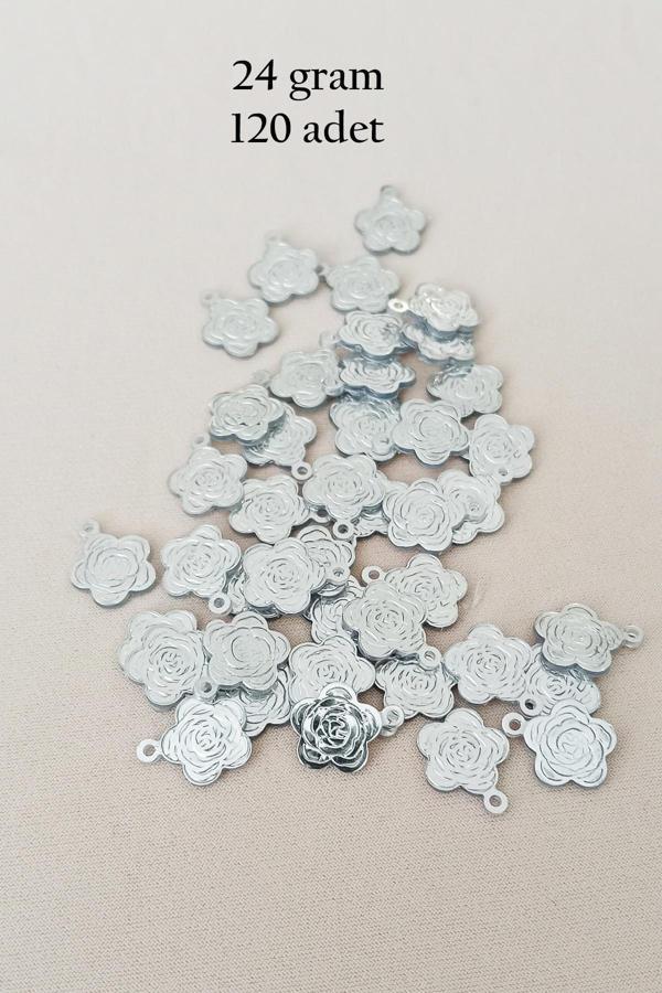 Oya Abiye Bileklik Kolye Pleksi Metalik Plastik Pul Gümüş Renk 24 gram 120 adet - BNC584 - Image 1