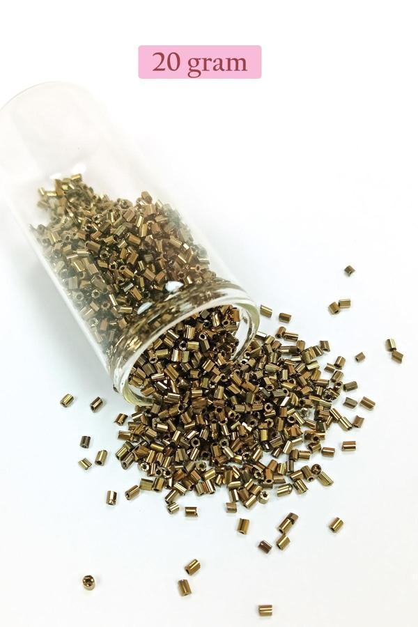 Kesme Cam Boncuk 2mm - 20 Gram - Metalik Sarı -BNC342 - Image 1