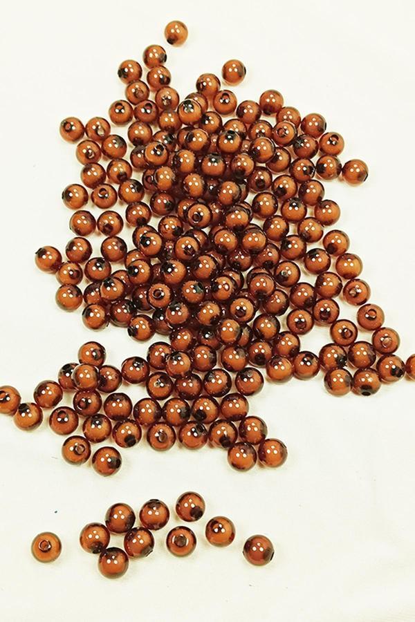 Yuvarlak Boncuk İçten Boncuklu Bileklik Çanta Boncuğu 8 mm 50 gr Kahverengi - BNC469 - Image 1