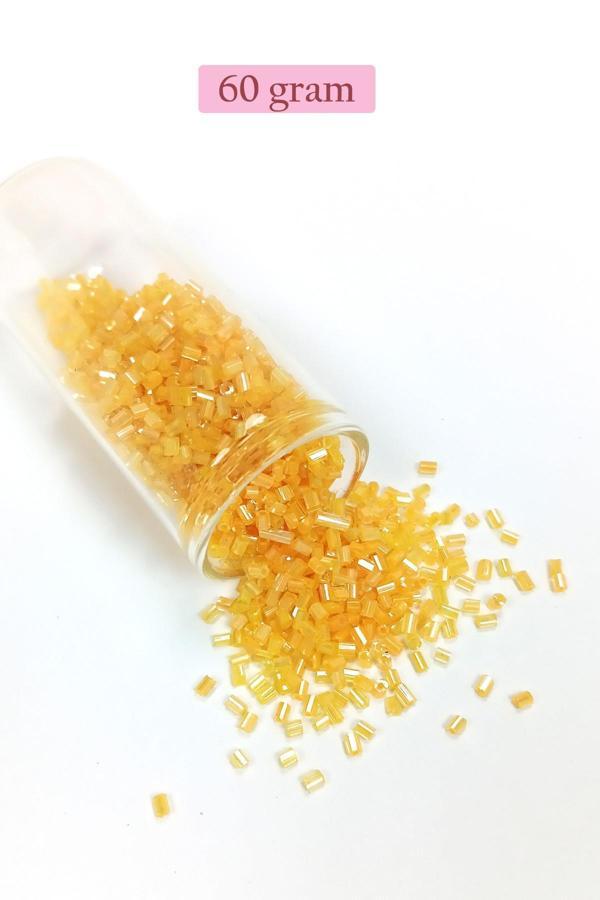 Kesme Cam Boncuk 2mm - 60 Gram - Şeffaf Koyu Sarı - BNC361 - Image 1