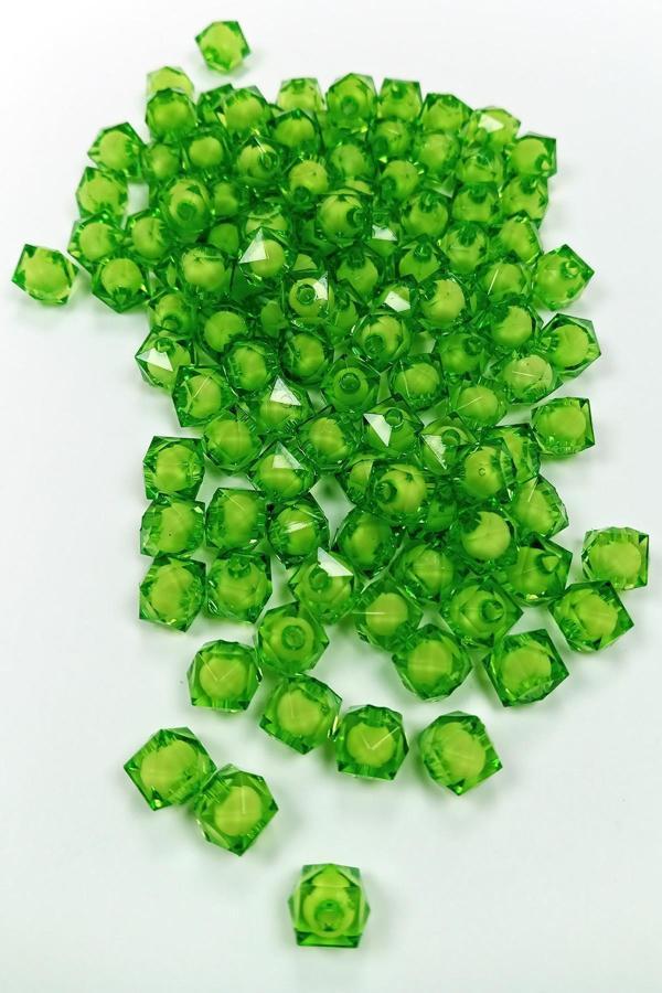 Küp Boncuk İçten Boncuklu Bileklik Çanta Boncuğu 10 mm 50 gr Yeşil - BNC450 - Image 1