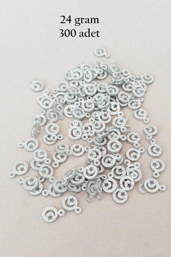 Oya Abiye Bileklik Kolye Pleksi Metalik Plastik Pul Gümüş Renk 24 gram 300 adet - BNC576 - Image 1