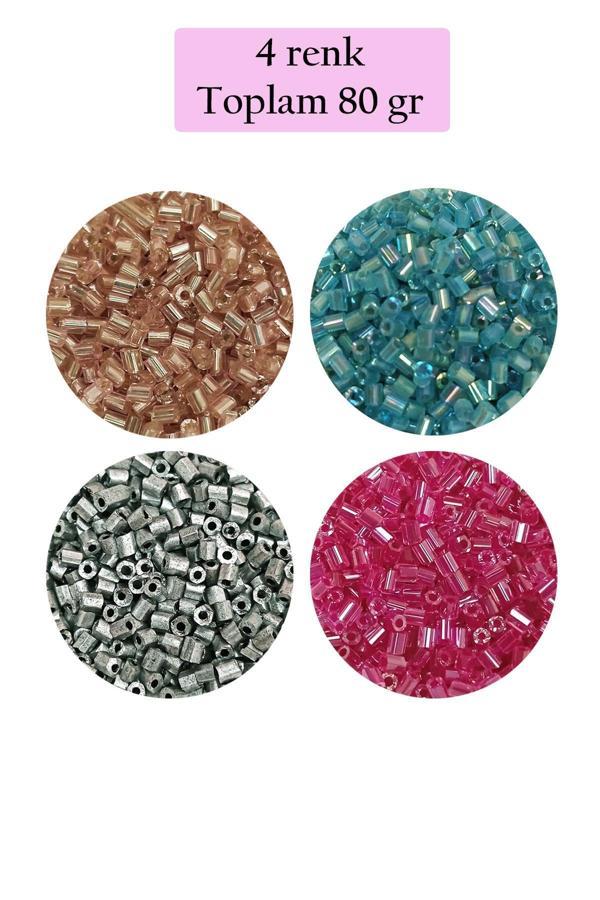 Kesme Cam Boncuk 2mm - 4 Renk - Toplam 80 Gram - BNC442 - Image 1