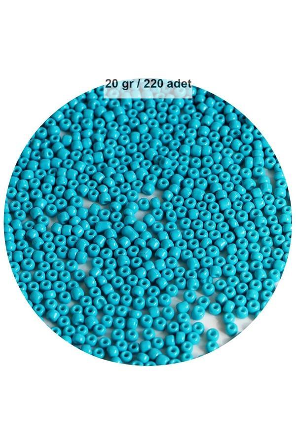 Turquaz Mavi Renk 4 mm Yaklaşık 220 adet/20 gram Cam Boncuk Oya Yazma Bileklik ve Kolye - Image 1