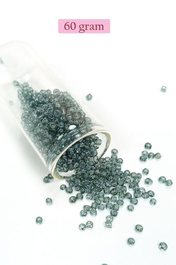Dökme Cam Kum Boncuk (8/0) 3 mm - 60 Gram - Şeffaf Gri - BNC215 - Image 1