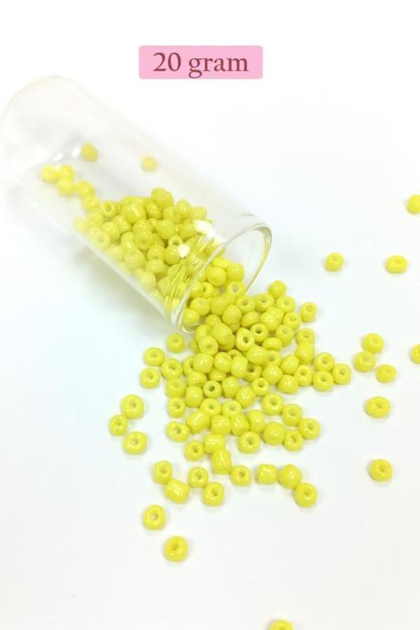 Dökme Cam Kum Boncuk Büyük Boy (6/0) 4 mm - 20 Gram - Sarı - BNC90 - Image 1