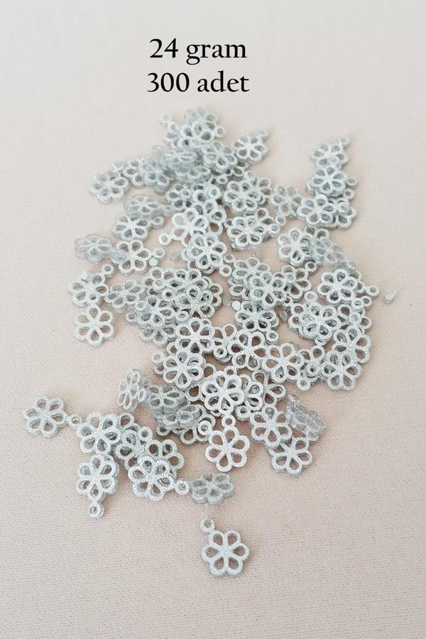 Oya Abiye Bileklik Kolye Pleksi Metalik Plastik Pul Gümüş Renk 24 gram 300 adet - BNC588 - Image 1