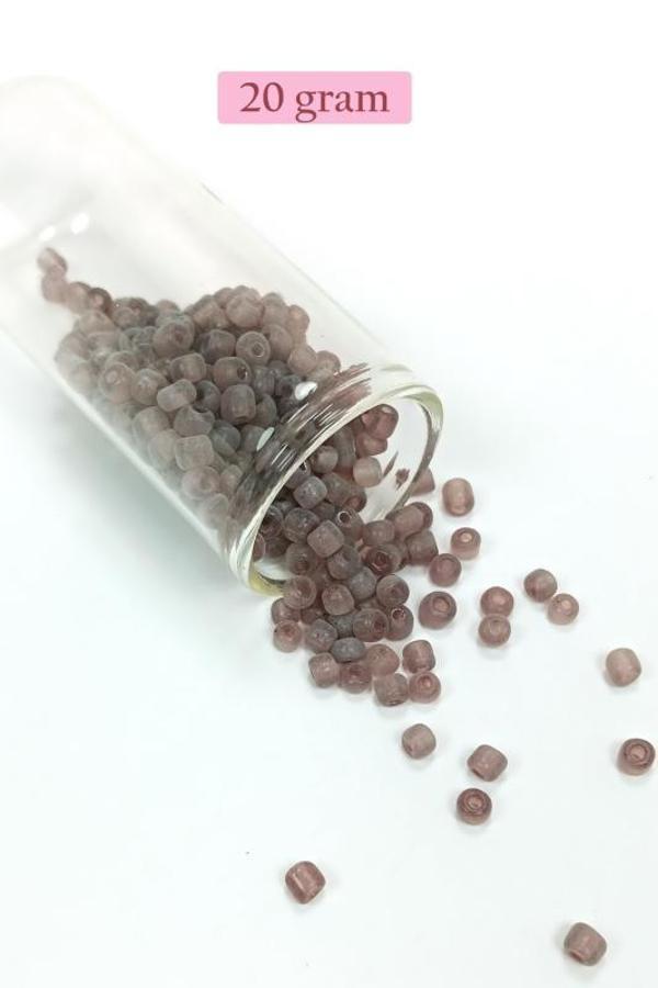 Dökme Cam Kum Boncuk Büyük Boy (6/0) 4 mm - 20 Gram - Şeffaf Gri - BNC105 - Image 1