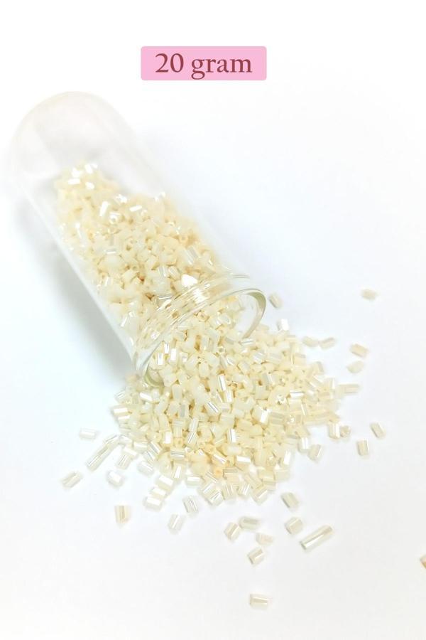 Kesme Cam Boncuk 2mm - 20 Gram - Krem -BNC336 - Image 1