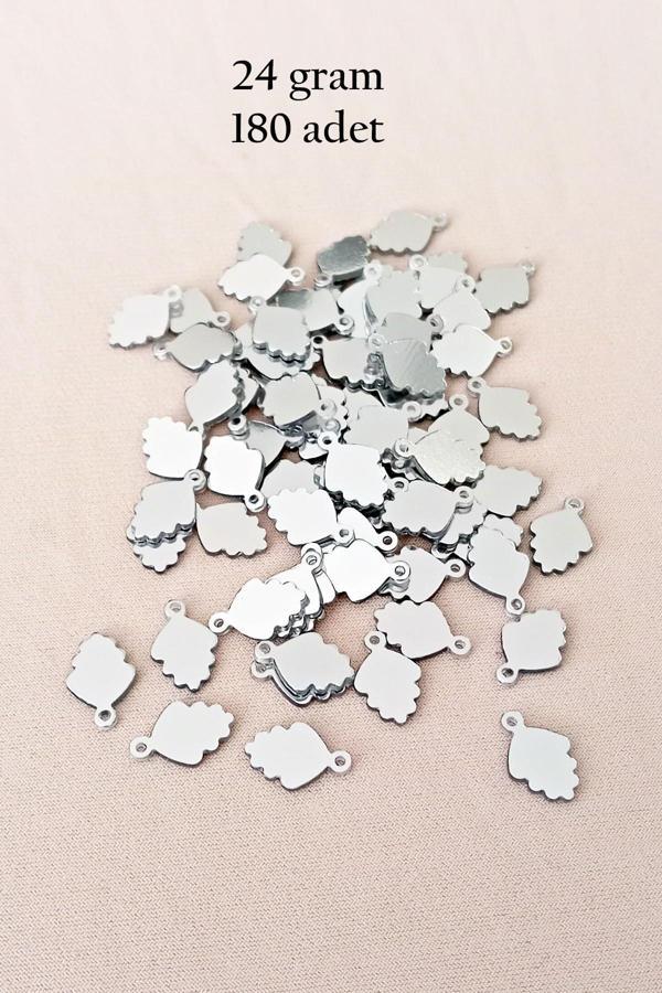 Oya Abiye Bileklik Kolye Pleksi Metalik Plastik Pul Gümüş Renk 24 gram 180 adet - BNC564 - Image 1