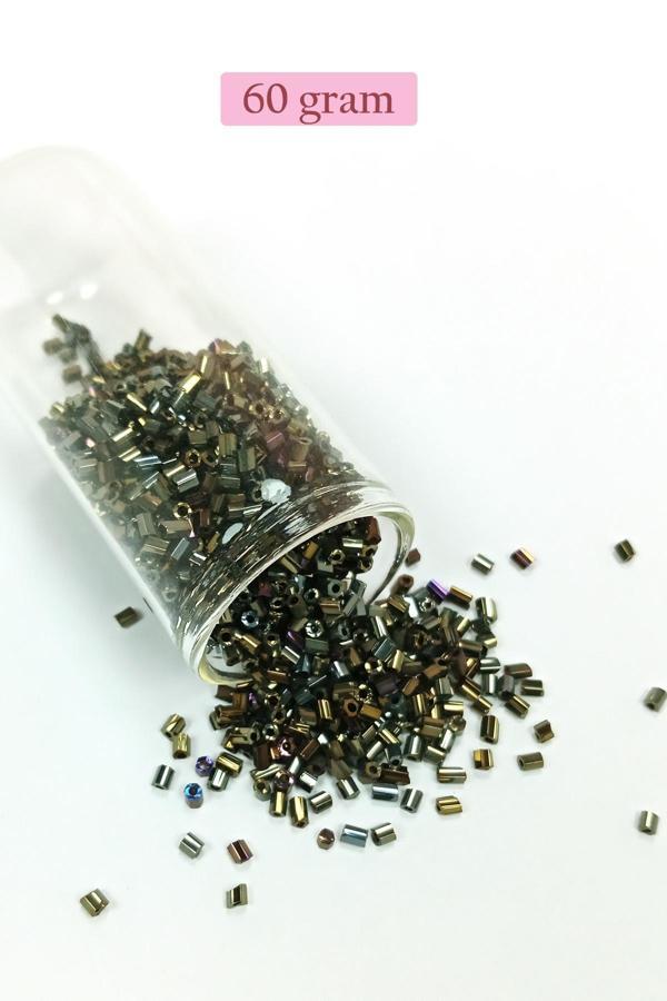 Kesme Cam Boncuk 2mm - 60 Gram - Asker Yeşili - BNC388 - Image 1