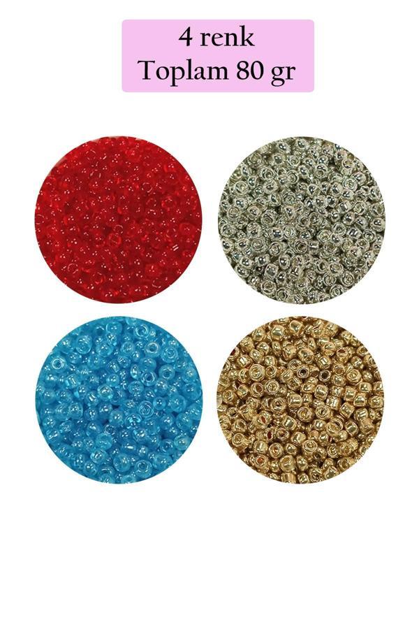 Dökme Cam Kum Boncuk (11/0) 2 mm - 4 Renk - Toplam 80 Gram - BNC404 - Image 1