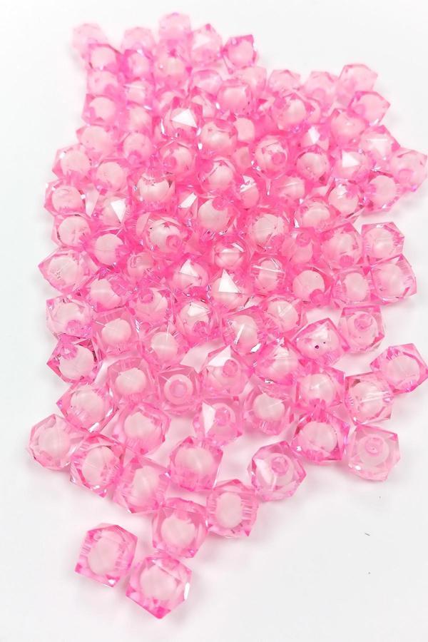 Küp Boncuk İçten Boncuklu Bileklik Çanta Boncuğu 10 mm 50 gr Pembe - BNC459 - Image 1