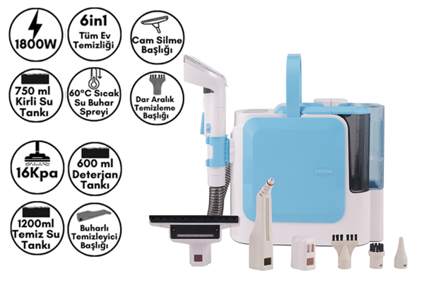 Yasomi C11 Pro 16Kpa 1800W Sıcak Su Spreyli Buharlı Temizleyici Halı ve Koltuk Yıkama Makinesi - Image 1