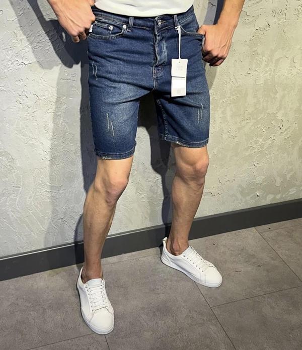 Paxton Denim Orta Mavi Yıkamalı Erkek Kot Şort - Image 1