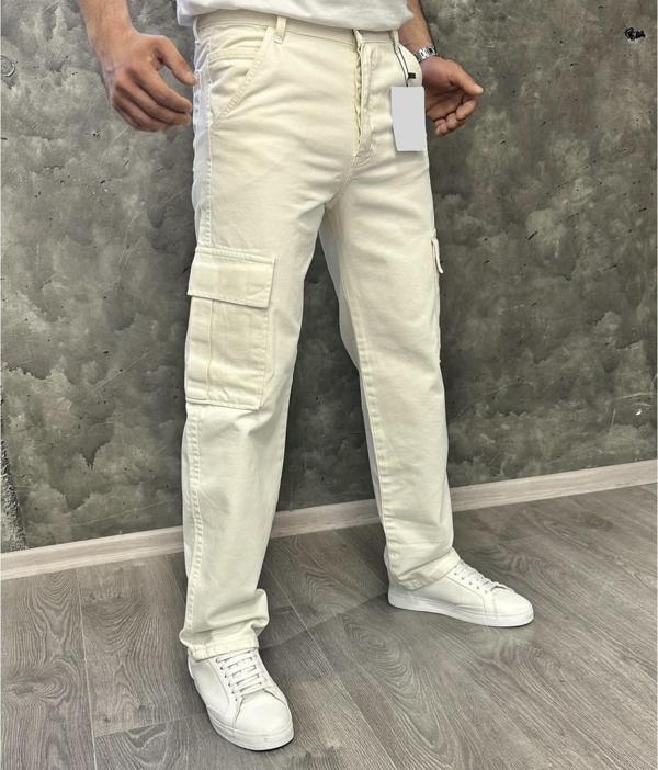 Lisbon Denim Street Baggy Kargo Cep Straight Yandan Cepli Kot Erkek Jean Pantolon  - Image 1