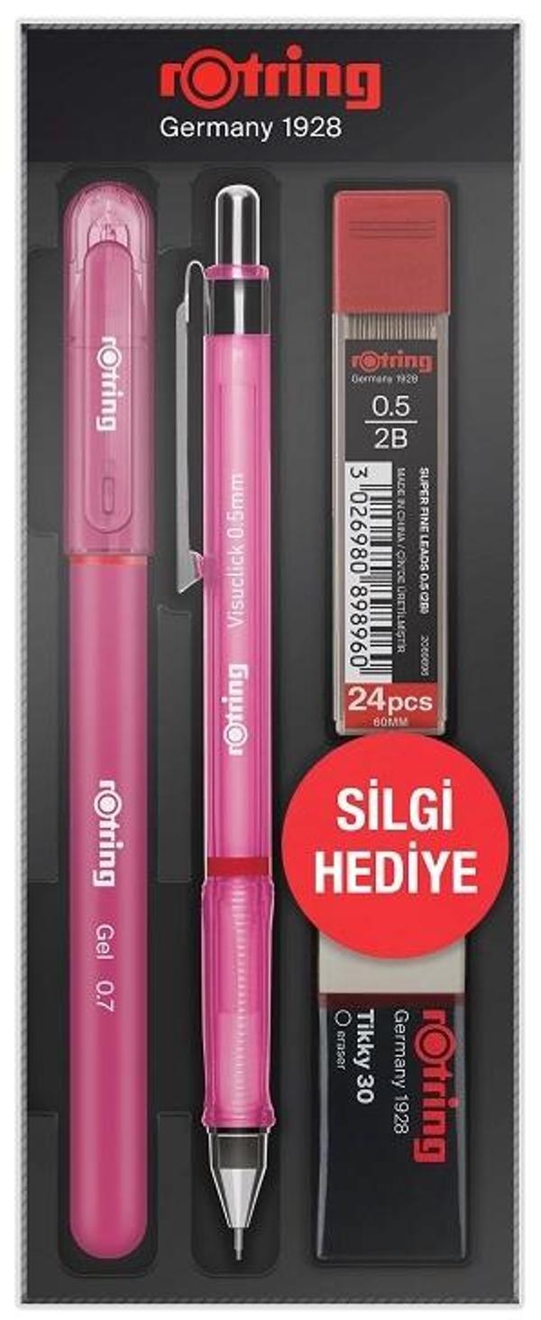 Supertrend Visuclick Versatil Kalem + Jel Kalem + Min + Silgi Okul Seti 0.5 mm PEMBE - Image 1