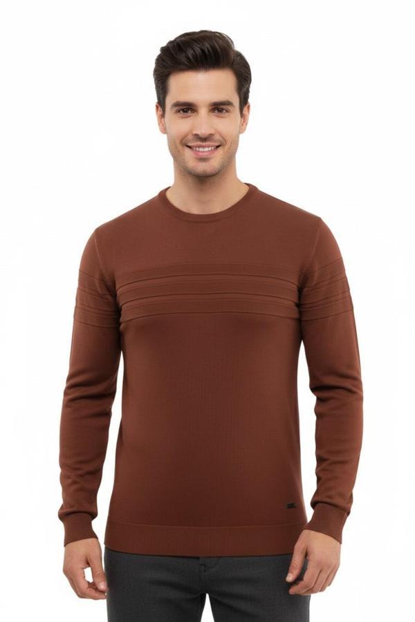 Erkek Sıfır Yaka Kazak Çelik Örgü Klasik Kalıp 5247C BGL-ST04858 - Image 1