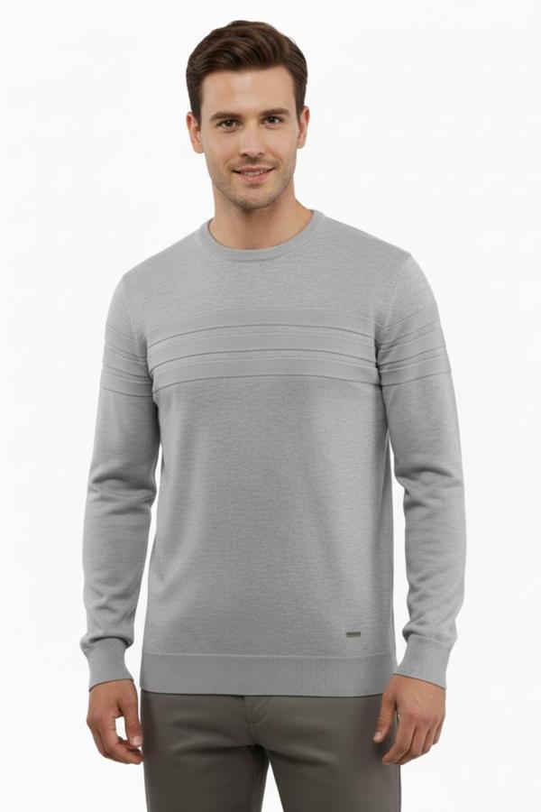 Erkek Sıfır Yaka Kazak Çelik Örgü Klasik Kalıp 5247C BGL-ST04858 - Image 1