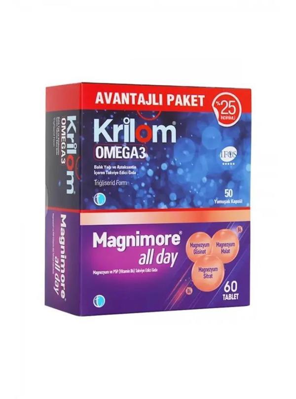 Tab İlaç Krilom Omega 3 50 Kapsül + Magnimore All Day 60 Tablet - Image 1
