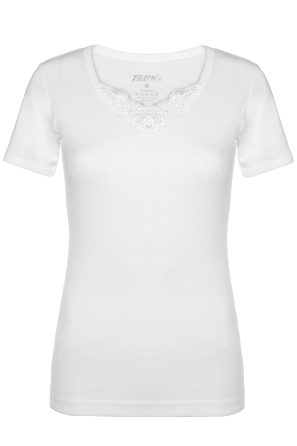 Tolin %100 Pamuk Bayan Güpürlü Kısa Kollu Fanila 322 - Image 1