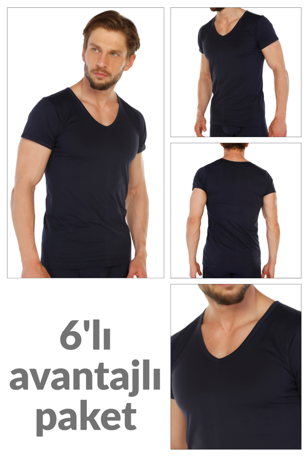 6 lı Paket %100 Pamuk Erkek Süprem V Yaka Fanila 317 - Image 1