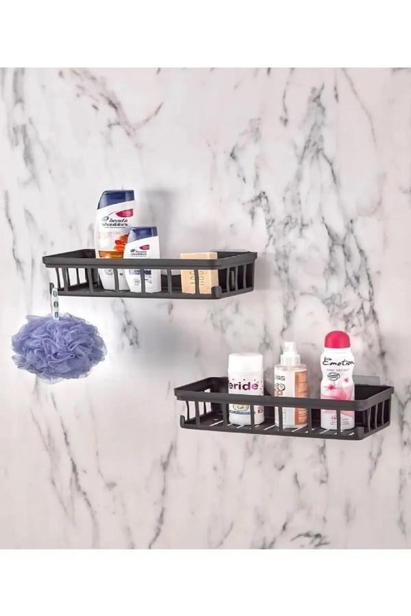 Alpar 2'Li Oslo Banyo Düzenleyici Şampuanlık Sabunluk 2 Li Set Kendinden Yapışkanlı Duş Rafı Organizer - Image 1