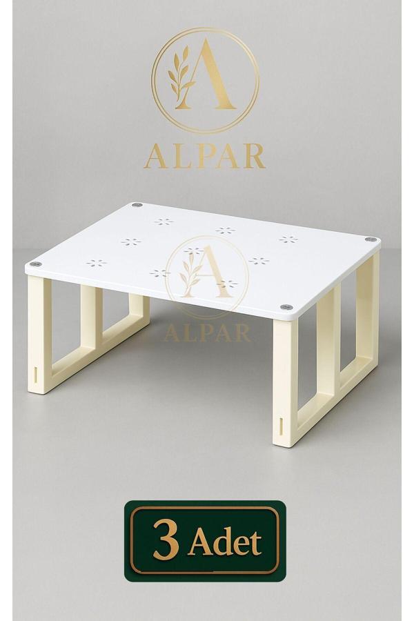Alpar 3 Adet Metal Bardak Fincan Rafı Dolap İçi Raf Bardak Yükseltici Yer Tasarrufu Sağlayan Bardak Rafı - Image 1