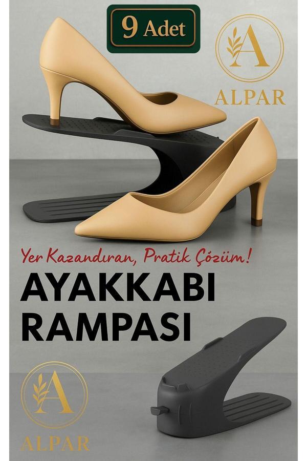 Alpar 9 Adet Siyah Ayakkabı Rampası Yer Tasarrufu Kokusuz Modern Ayakkabı Organizeri Ayakkabı Standı - Image 1