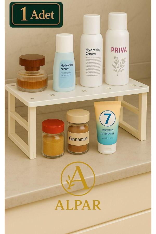 Alpar 1 Adet Küçük Organizer Dolap Içi Düzenleyici Raf, Bardak Rafı, Düzenleme Rafı Yer Tasarrufu - Image 1