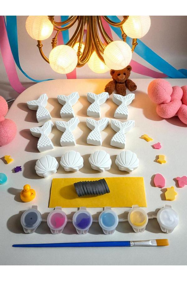 Oyunla Sanat 12 Adet Denizden Taş Boyama Mıknatıslı Magnet Seti, Dıy, Kendin Yap, Doğum Günü Hediyesi - Image 1