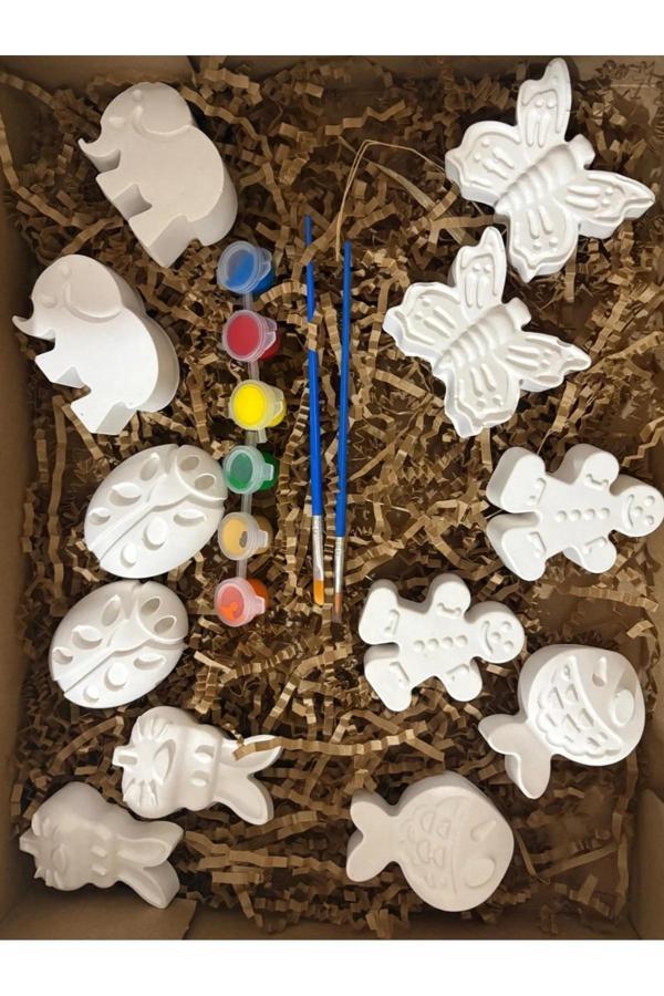 Oyunla Sanat Çocuk Aktivite Seti Taş Boyama Kendin Yap 15 Parça Set - Image 1