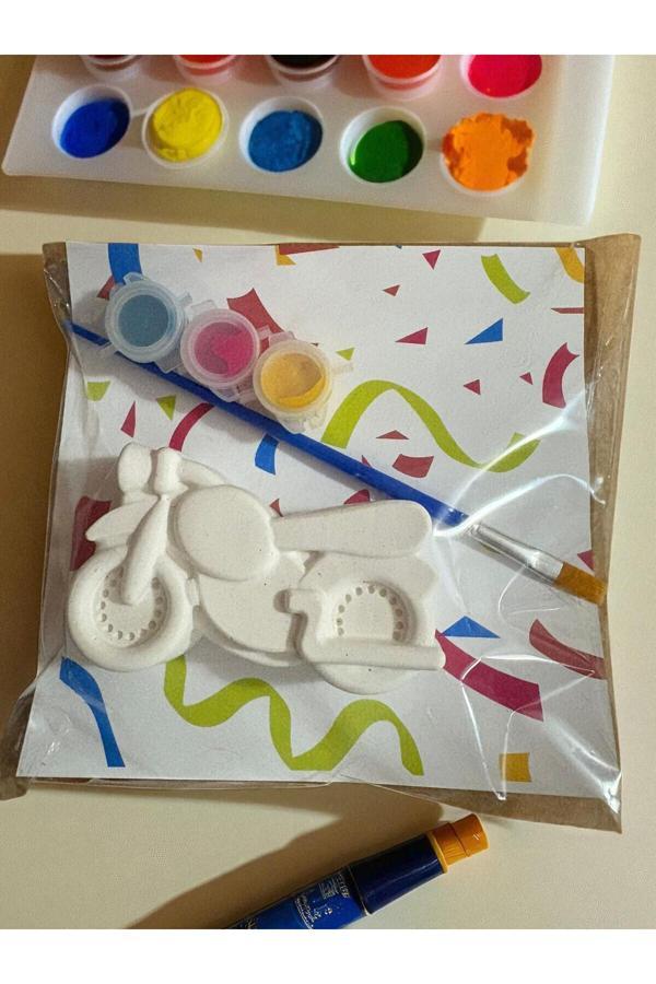 Oyunla Sanat 6 Adet Motorsiklet Taş Boyama Seti, Dıy, Kendin Yap, Doğum Günü Hediyesi - Image 1