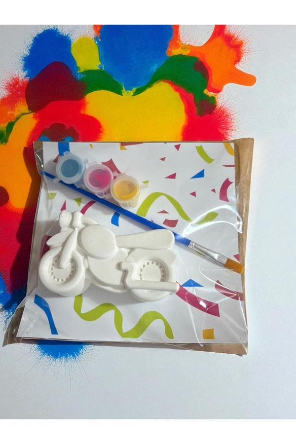 Oyunla Sanat 10 Adet Motorsiklet Taş Boyama Seti, Dıy, Kendin Yap, Doğum Günü Hediyesi - Image 1