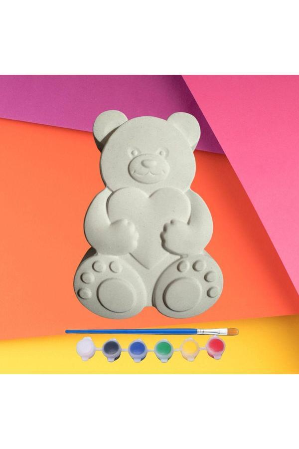 Oyunla Sanat Eğitici Etkinlik Dev Taş Boyama Sevimli Ayıcık Boya Ve Fırça Seti - Image 1