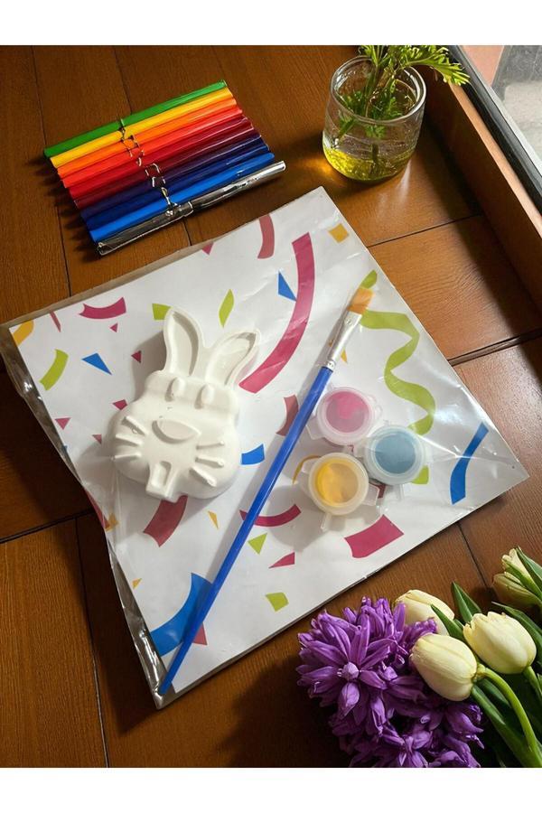 Oyunla Sanat 2'Li Set -Tavşan Ve Uğurböceği /Taş Boyama Seti, Dıy, Kendin Yap, Doğum Günü Hediyesi, (5+5) 10Adet - Image 1