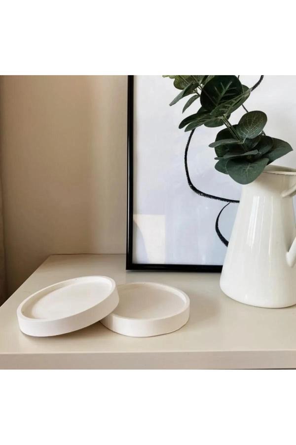 Le Majeur Dekoratif 2'Li Sunum Tabak& Dekoratif Bardak Altlığı Mumluk - Image 1