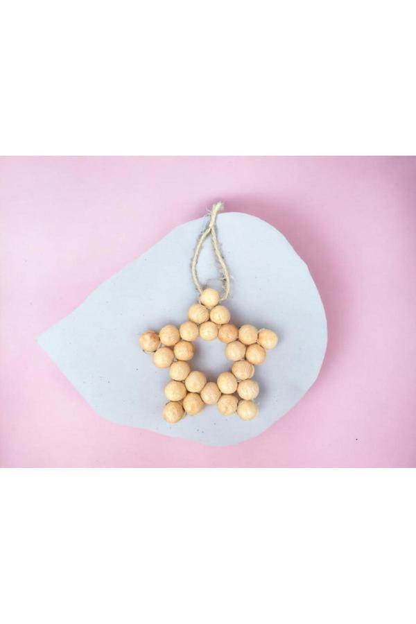 Le Majeur Dekoratif Ahşap Boncuklu Yıldız Mutfak Salon Balkon Çocuk Bebek Odası Duvar Süsü Kapı Süsü - Image 1