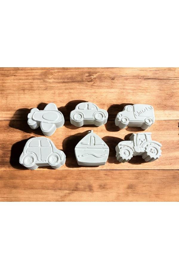 Oyunla Sanat Çocuk Eğitici Etkinlik Taşıtlar Taş Boyama Seti 6 Lı Taşıtlar Boya Ve Fırça Seti - Image 1