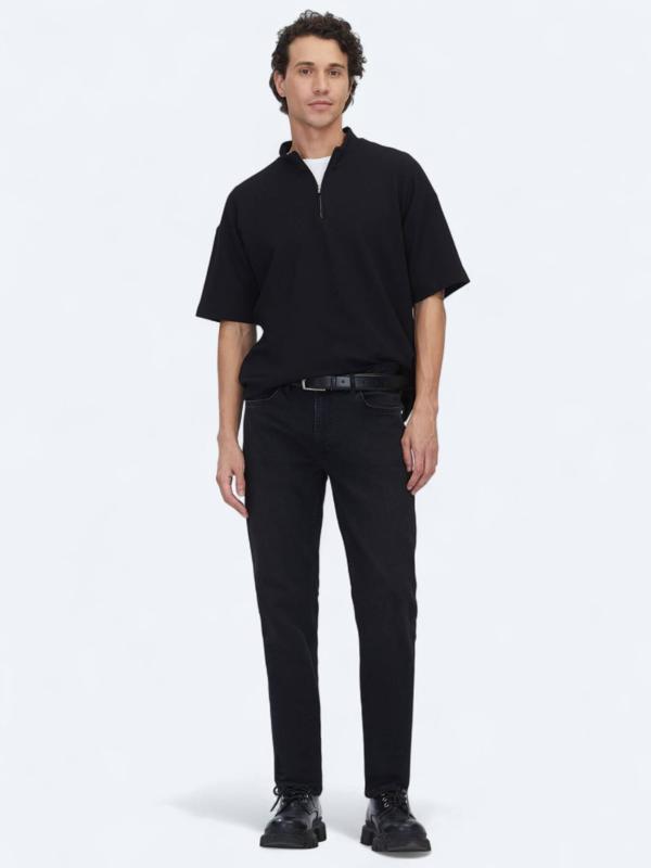 Siyah Slim Fit Denim Pamuk Karışımlı Pantolon - Image 1