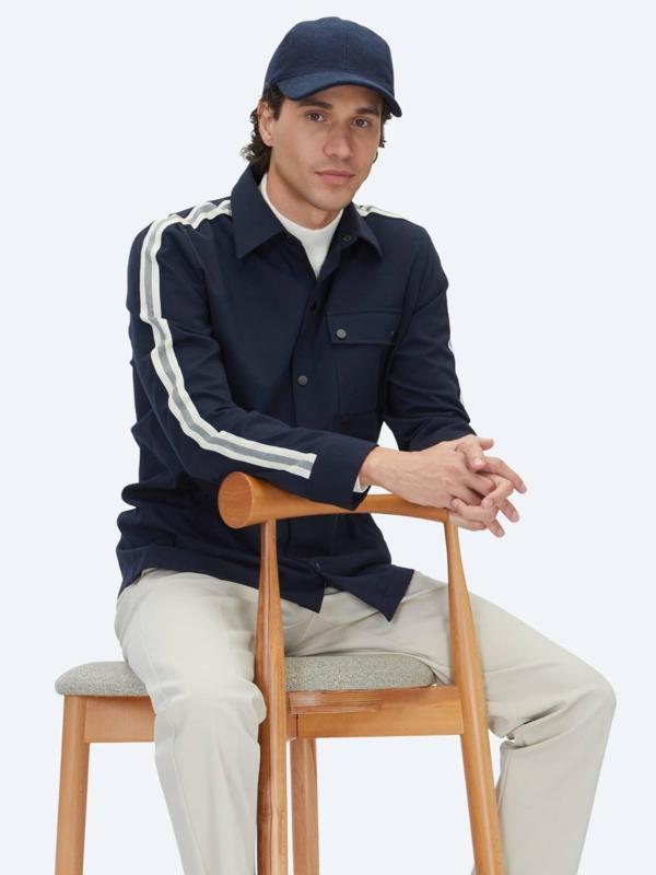 Lacivert Regular Fit Dokuma Overshırt - Image 1