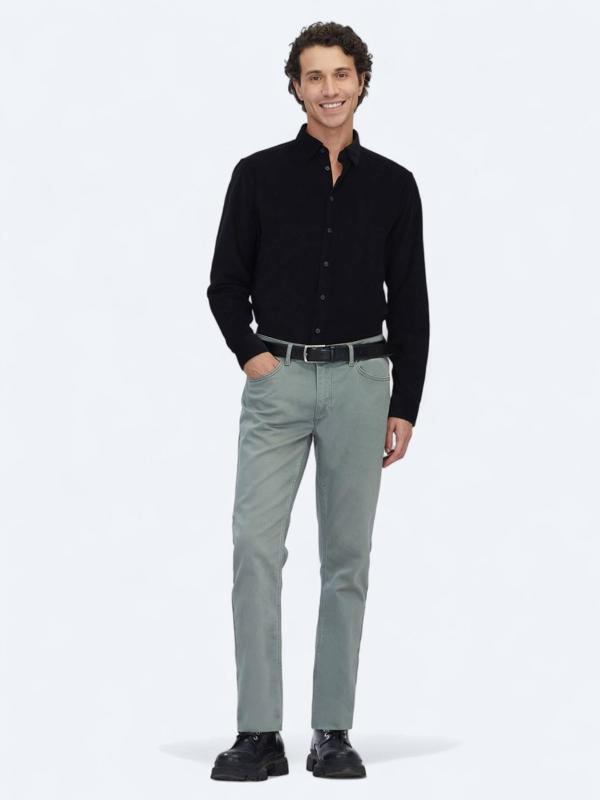 Açık Haki Slim Fit Denim Pamuk Karışımlı Pantolon - Image 1