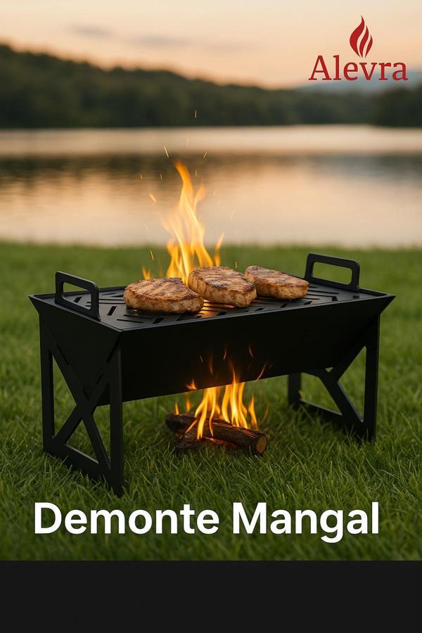 ALEVRA  Katlanır Mangal ,Portatif Mangal ,Kamp Mangalı - Image 1